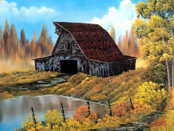 Simple and Cheap Painting - rustic barn Bob Ross freehand landscapes